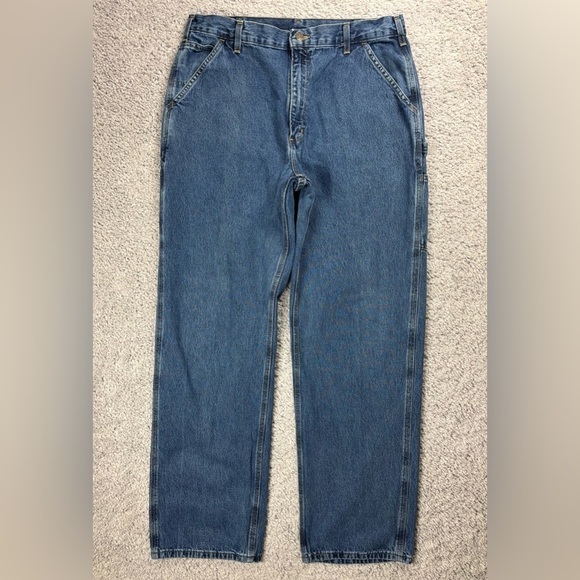 Carhartt Jeans Mens 36 x 34 Original Dungaree Fit Utility Work Denim B13 DPS - Picture 1 of 4